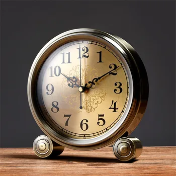 

European Large Retro Table Clock Office Desktop Clock Home Decoration Creative Living Room Bedroom Bedside Silent Quartz Clock