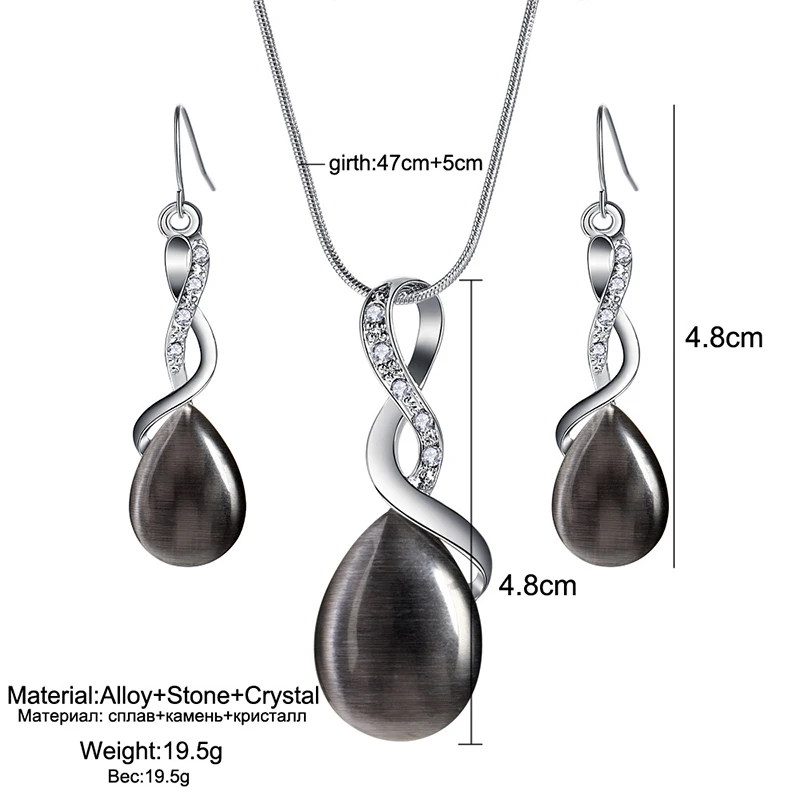 Trendy-Elegant-Imitation-Pearl-Jewelry-Sets-Fashion-Shiny-Zircon-Water-Drop-Necklace-Pendant-Earrings-Bridal-Wedding