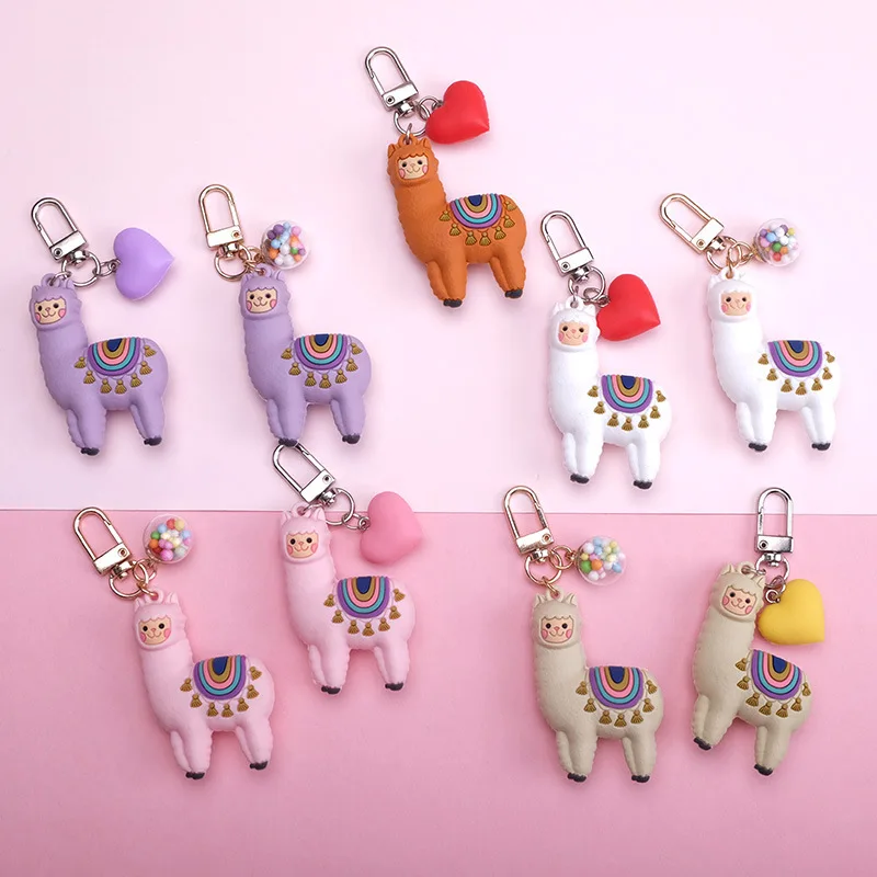

Fashion Cute Alpaca Keychain Creative Cartoon Candy color Little Sheep Women Bag Pendant Jewelry Small Gift Children's Toys