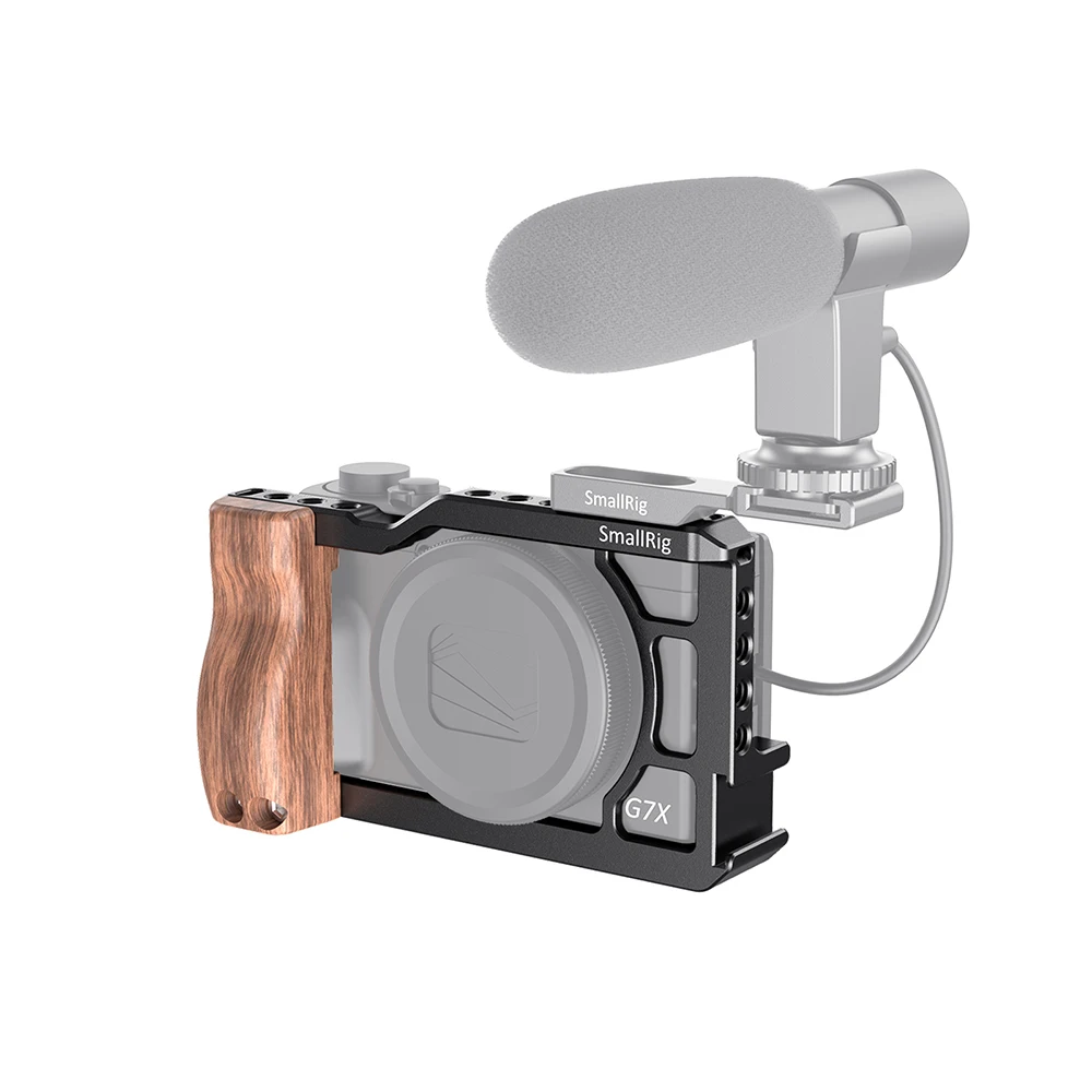 Клетка для камеры SmallRig с деревянной боковой рукояткой для Canon G7X Mark III Dslr Полная Клетка с креплением для холодного башмака-2422
