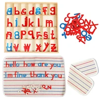 Children Montessori Language Educational Toys Instructions Activity Boxed Letter Blanket Wooden Blue Red English Alphabet Toys 1
