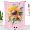 Sunflower flannel blanket bed quilt bedspread winter thick soft warm sofa cover suitable for home camping mat