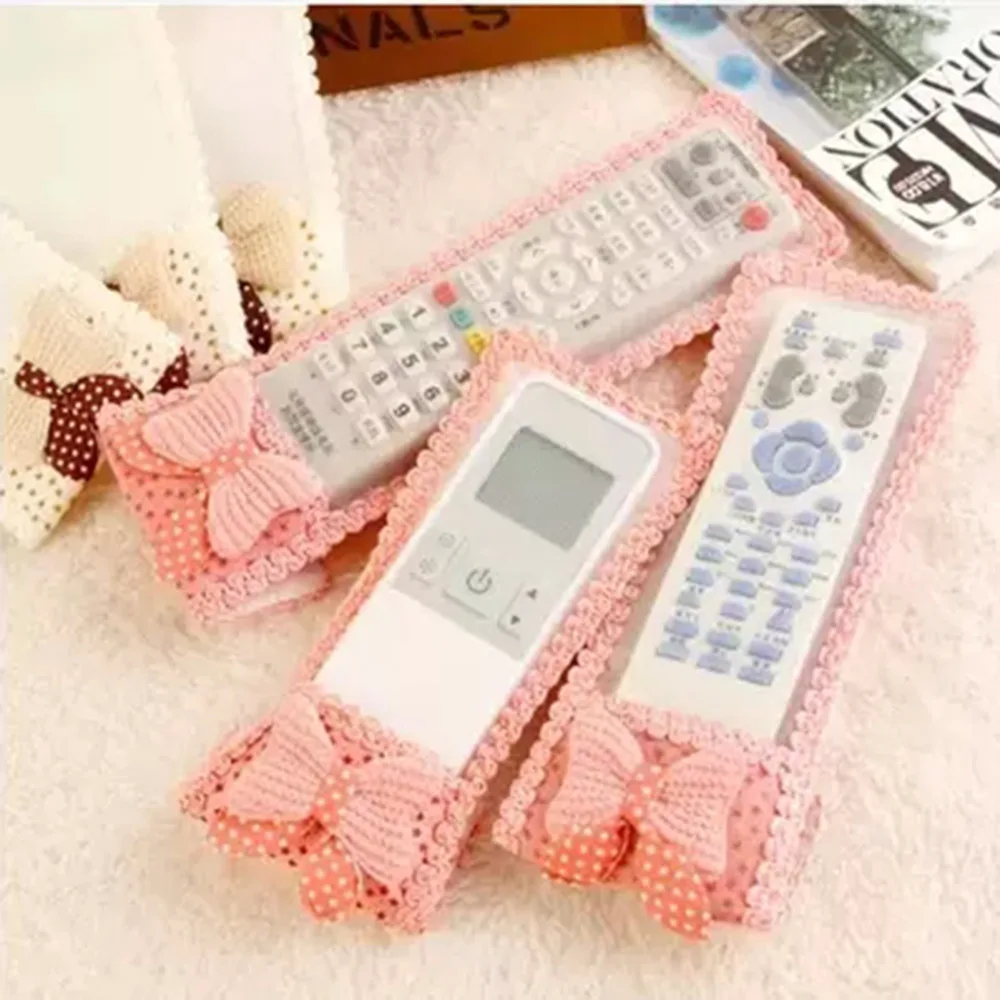 New Bowknot Lace Remote Control Dustproof and Greaseproof Organizer Storage Candy Color Bag TV Air Condition Protector