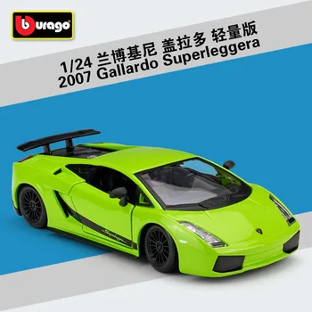 

Bburago Diecast 1:24 2007 Gallardo Super Leggera Racing Car Green Orange Static Simulation Alloy Model Carl Adult Collection