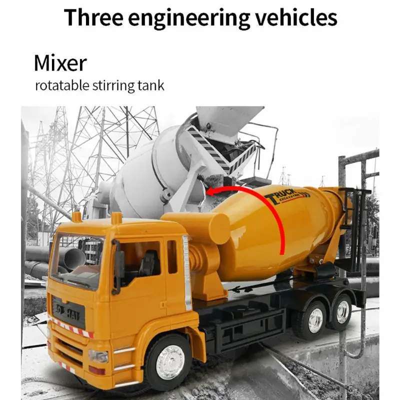 Premium New 2.4G 10ch 1:24 Scale Engineering RC Car Remote Control Cement Mixer Truck Vehicle Toys for Kids Boys
