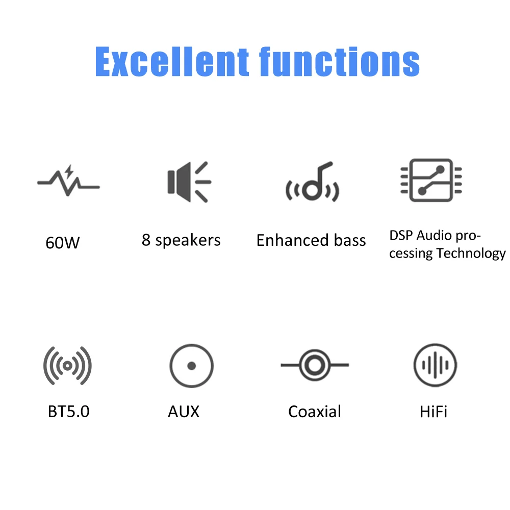 Bluetooth 5,0 звуковая панель HiFi динамик стерео, беспроводная, портативная колонки, сдистанционным управлением USB Саундбар AC100-240V домашнего кинотеатра