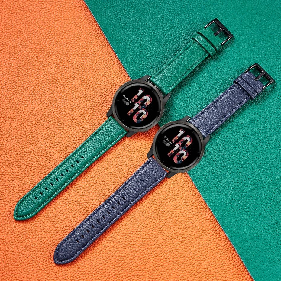 Cinturino in pelle con motivo a litchi per Garmin Venu 2 / Venu Sq /  Vivoactive 3 4 / Forerunner 245 645 Smart Watch Band - AliExpress Watches