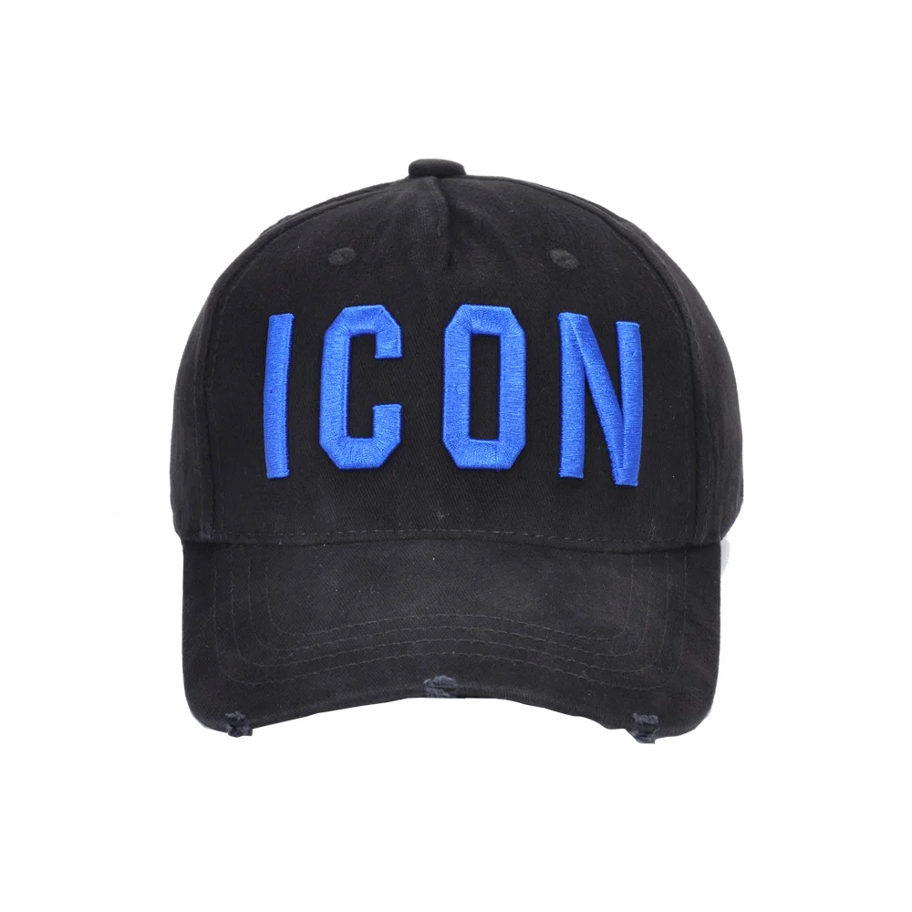 DSQICOND2 хлопок бейсбольная кепка s икона буквы высокое качество кепки для мужчин и женщин дизайн клиента шляпа Дальнобойщик Snapback мужская шляпа - Цвет: Black blue