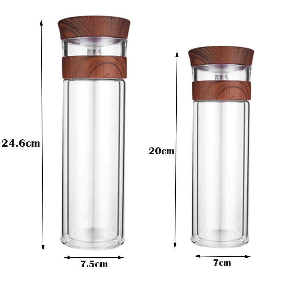 Drinking Pot Portable Tea Separation Cups Double-layer Car Cup Creative High Temperature Glass Water Bottle To Send Cup Sets