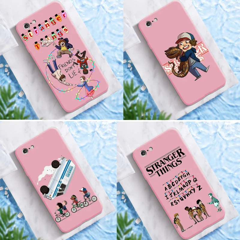 phone cases for iphone 7 Stranger things season 3 phone case for iPhone X XR XS 11 12Pro Mini MAX 6 7 8 plus SE For clear soft Silicone Matte Pink cover iphone 7 waterproof case