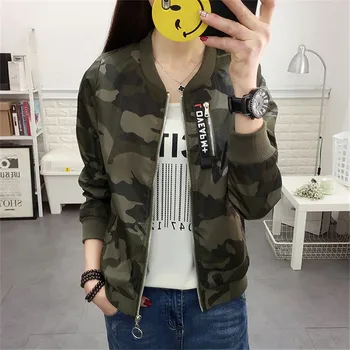

New Large Size 4XL Short Jacket 2019 Spring Loose Fashion Camouflage Collar Jacket Was Thin Wild Baseball Uniform Female A151