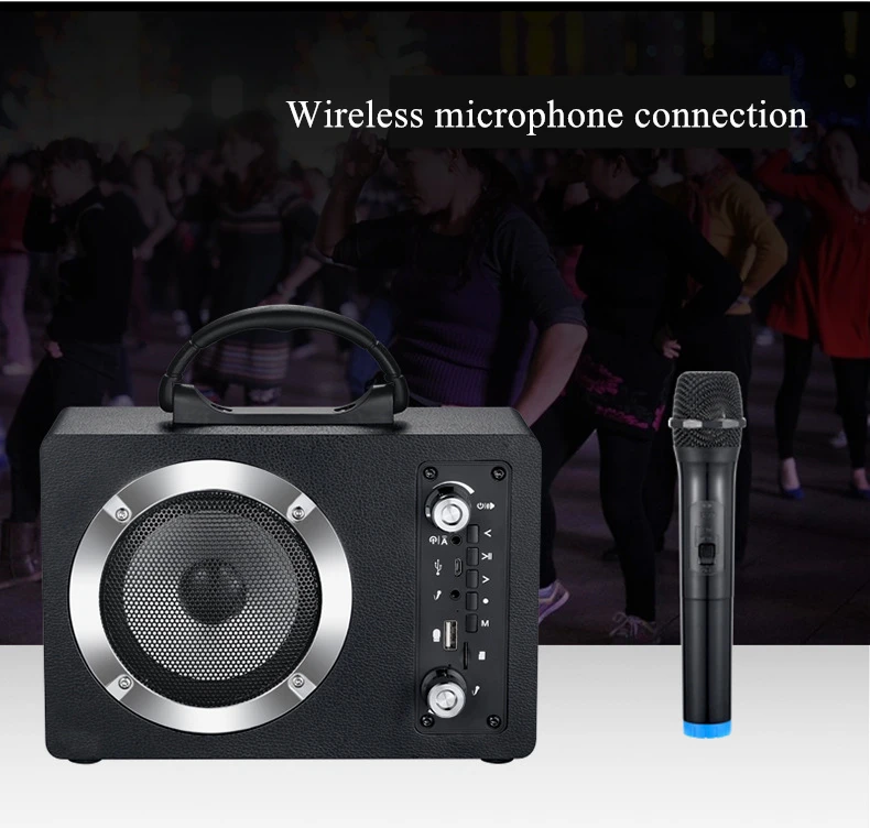 Портативный деревянный Bluetooth динамик 20 Вт Высокая мощность открытый беспроводной динамик поддержка микрофон Aux TF карта U диск FM радио