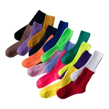 Outono inverno novo estilo médio meias moda escola simples compressão esporte meias