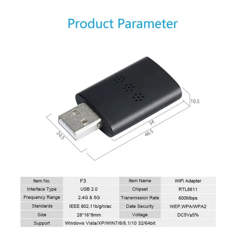USB 2,0 Wi-Fi адаптер Dual Band портативный приемник Bluetooth для Windows Vista/XP/WIN7/8/8,1/10 32/64bit