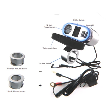 

12V 120w Waterproof 2 USB Port Handlebar Cigarette Lighter & Switch Control
