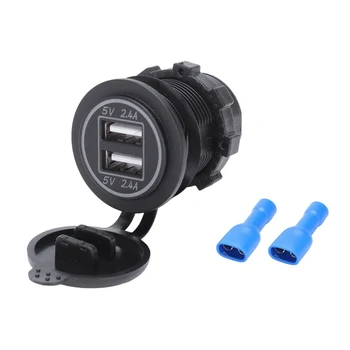 

5V 4.8A Dual Usb Charger Socket Adapter Power Socket For 12V 24V Car Ship Rv