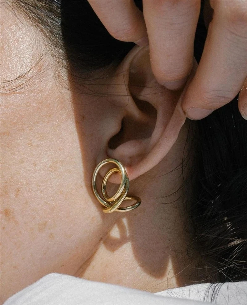 Timeless Wonder Brass Geo Twist массивные серьги-гвоздики для женщин ювелирные изделия Готический Boho Ins панк трендовый дизайнерский Подиум уникальный 4130