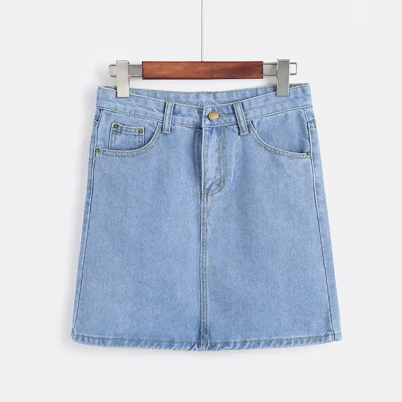 a- line denim skirt high-waisted slimming sheath denim skirt