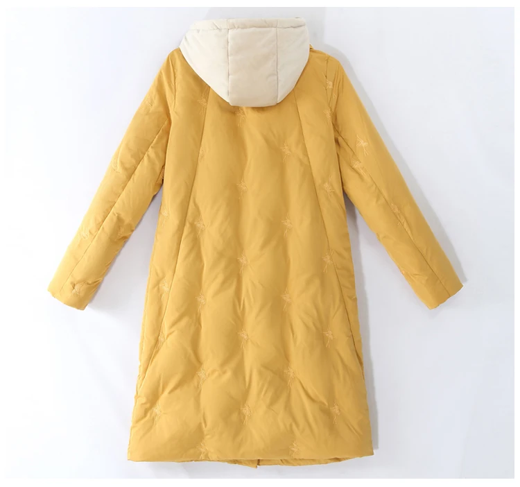 Winter CHIC Mid-length Cotton-padded Clothes Women's Slim Fit Slimming Mock Two-Piece Versatile Youth Students Cotton Coat