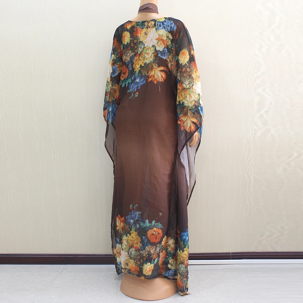 Kwanzaa для женщин с цветочным принтом Платья для осень зима высокое качество текстура повседневное Африканский принт длинное зеленое платье
