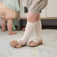 Children Socks For Girls Knitted Cotton Long Tube Socks Knee High Toddler Princess Socks Baby Summer Hollow Out Infant Socks 2