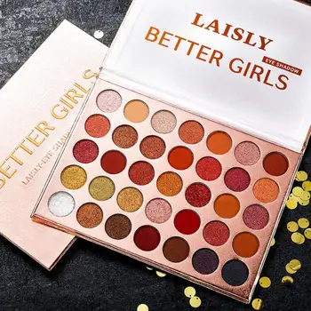 

35 color pearlescent shiny waterproof eyeshadow tray Lasting smooth brightening eyeshadow case No dizzy eye makeup tools