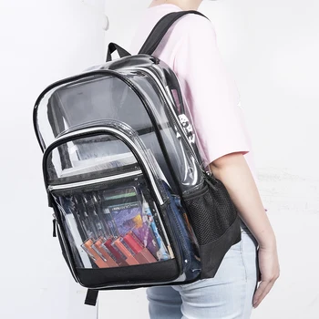 

Fashion Clear Transparent PVC Travel Large Backpack School Book Bag Waterproof