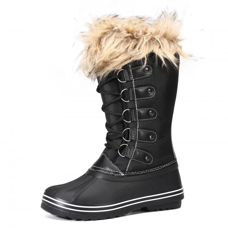 

Snow Boots Women's Flat Shoes for Women 2020 Winter Warm Designer Shoes Woman Booties Casual Black Boots Female Bottine Femme 42