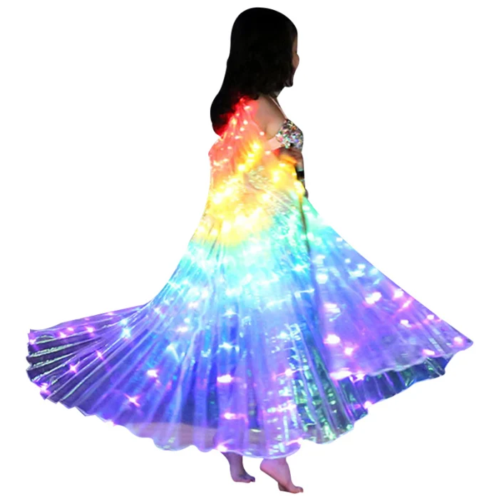 Детский светодиодный плащ для танцев, светящийся, крыло бабочки, танец живота, карнавальный наряд, BJStore