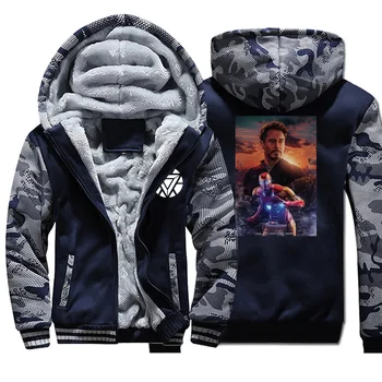 

New Arrival Iron Man Mens Camo Coat Tony Stark Winter Bodywarmer Streetwear Super Hero Sweatshirt Hoodies Fleece Jackets Outwear