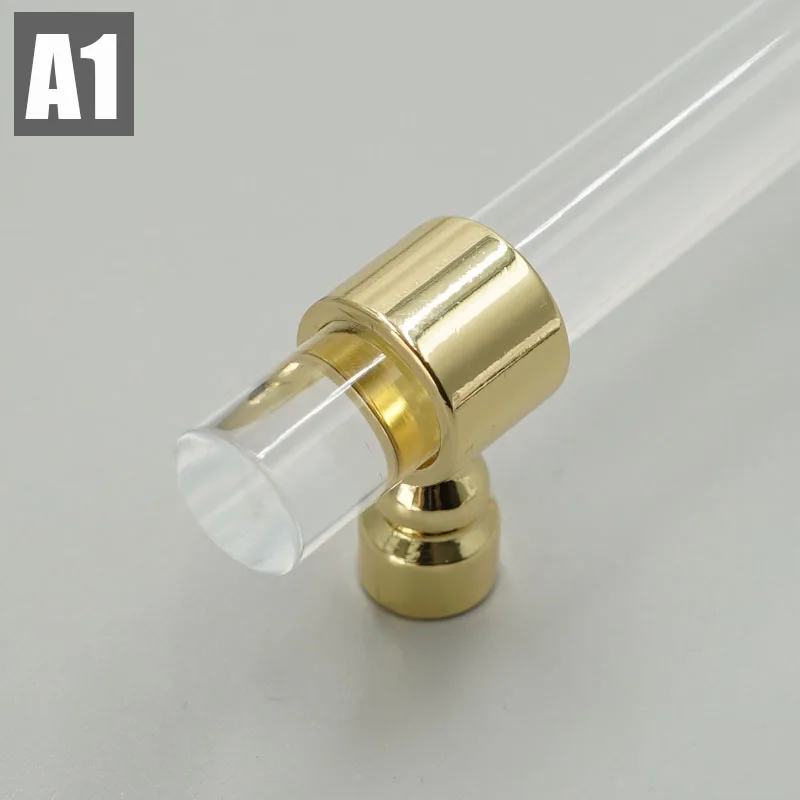 A1 Round-gold Различные размеры, современный стиль, акриловые ручки для выдвижных ящиков, Т-образная ручка, ручки для ванной комнаты, ручки для кухонного шкафа - Цвет: A1 Round-gold