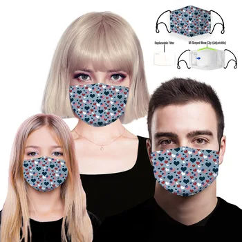 

EXCARGO Lovely Heart Print Cotton Mask For Women Men Anti Dust PM2.5 3D Mask For Child Mask Replaceable Filter
