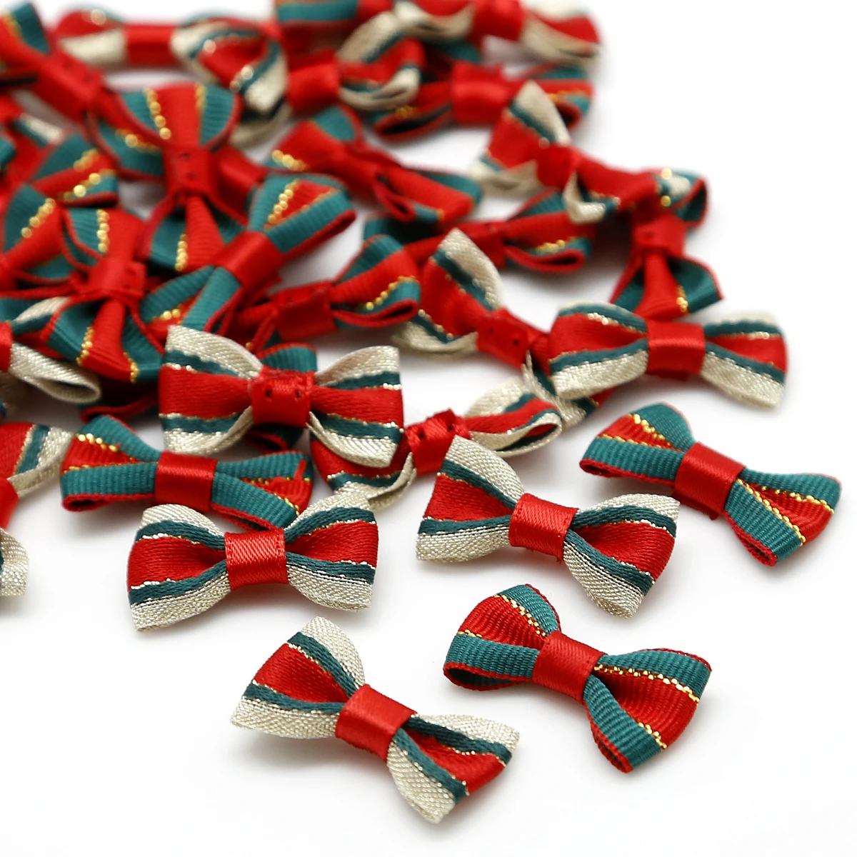 20pcs Red/Green Satin Ribbon Bows For Sewing Christmas Bow Tie Decoration Handmade Party/Home/Garment/Hair Decoration 3x1.5cm craft supplies silk satin ribbons silk bow knot rosette