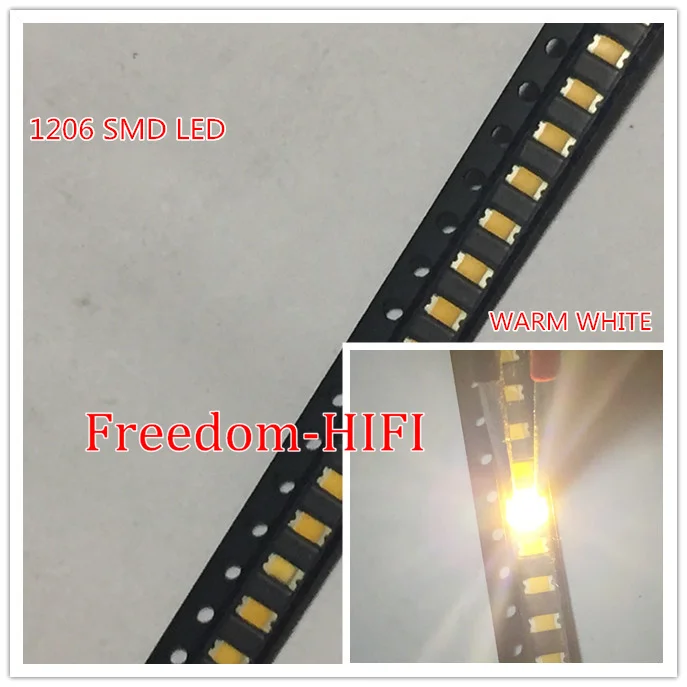 500 шт SMD 1206 (3216) SMT Теплый белый 2800K - 3200K поверхностное крепление 3V Светодиодный