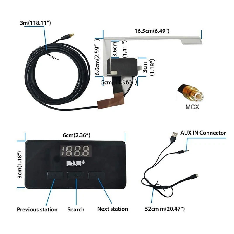 Car Mini DAB DAB+ Receiver Digital Radio Adapter FM Transmitter AUX Portable DAB Car Radio