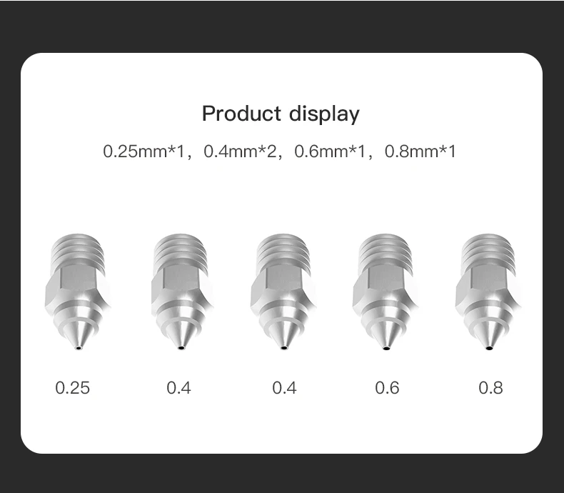 CREALITY Official 3D Printer Parts MK-HF Nozzle Kit 0.25mm 0.4mm 0.6mm 0.8mm 5pcs/Set Copper Alloy for Ender-3/CR-6 Series epson printer head