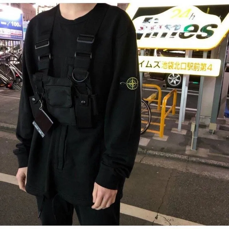 NiceMix Outdoor chest rig military Tactical Vest black Chest Front Pack Pouch Holster Rig Carry for Two Way Radio Baofeng Walkie