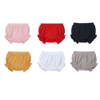 Racconti per bambini Pantaloncini estivi per ragazze Bloomers Vestiti per bambini Pantaloncini per il pane in morbido cotone e lino Pantaloni per neonati in tinta unita per neonati 6-24M 1