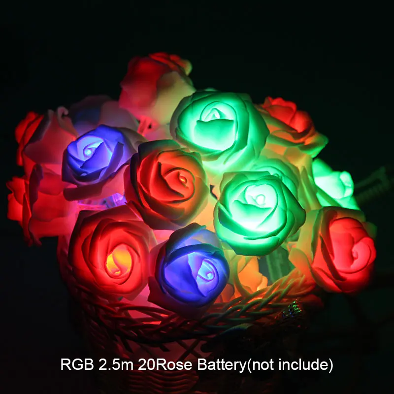 RGB 2.5m 20 YINUO свеча 1,5/2,5 м розовый цветок светодиодный гирлянды на батарейках Рождественские Праздничные огни на День святого Валентина свадебные украшения - Испускаемый цвет: RGB 2.5m 20