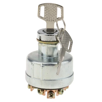 

Silver 6 Terminals Ignition Switch Lock with 2 Start Key Universal Fit
