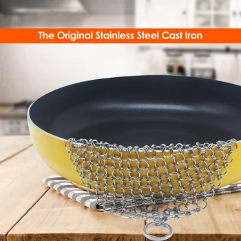 

Stainless Steel Washing Pot Pan Net Classic Texture Practical Multi-functional Kitchen Rust Remover Cleaning Scraper Bru