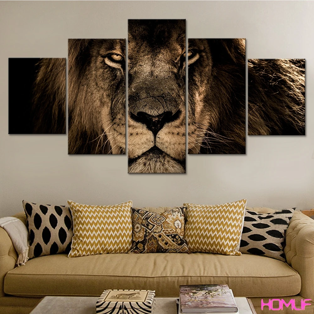 

Diamond painting 5 Pieces/Set Animal Powerful Lion Diamond Embroidery Sale Cross Stitch full Rhinestones Mosaic Home Decor