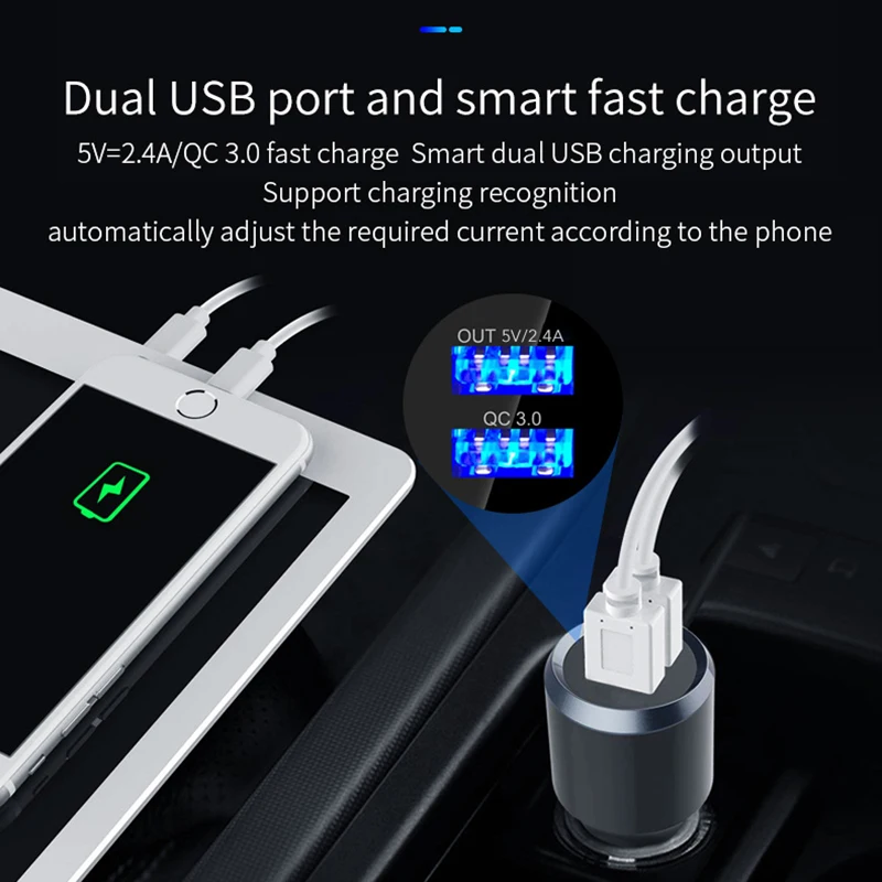 PATCHSKY Handsfree Bluetooth 5,0 автомобильный комплект mp3 воспроизведения музыки с QC3.0+ usb-портом цветной светодиодный fm-передатчик 3,5 мм Aux TF карта