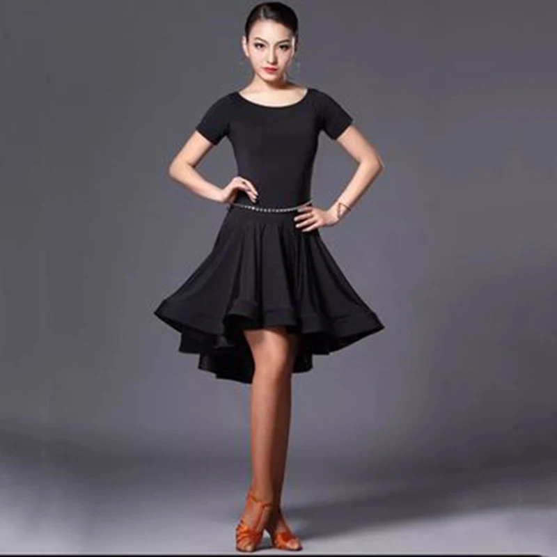 Платья для латинских танцев для женщин модная короткая юбка с длинным рукавом 2 цвета Бальные из спандекса Самба Танго Костюм