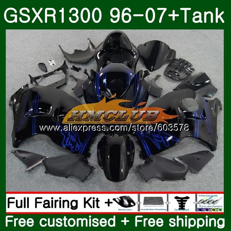 GSXR 1300 для SUZUKI Hayabusa GSXR1300 96 97 98 99 00 01 21CL. 44, цвет: черный и синий GSX R1300 1996 1997 1998 1999 2000 2001 обтекатель