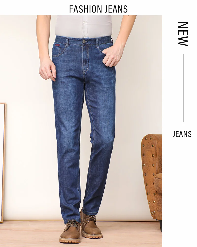 Новые модные бизнес стрейч повседневные мужские джинсы обтягивающие мужские джинсы прямые мужские джинсы деним стрейч брюки, 18A08