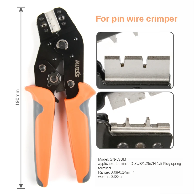 IWISS SN-03BM  Ratchet Crimping Tool 0.08-0.14mm²  Crimping pliers For D-SUB/1.25/ZH1.5 plug spring terminals wire crimp tools ► Photo 2/6