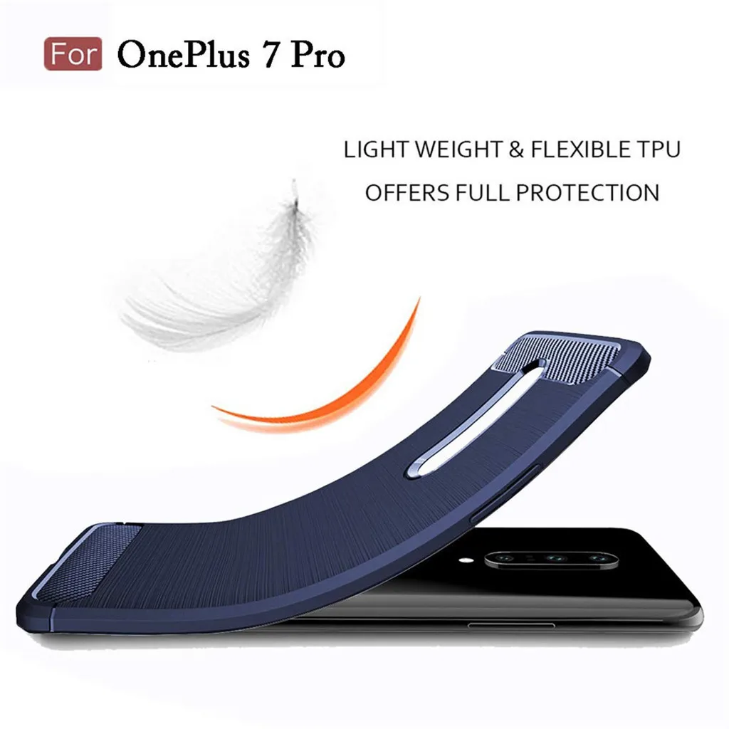 For Oneplus 7 Pro 6.7 inch Luxury Silicone Rubber Protective Hard Phone Case Dirt-resistant Slim Cover Carbon fibre Hard Case