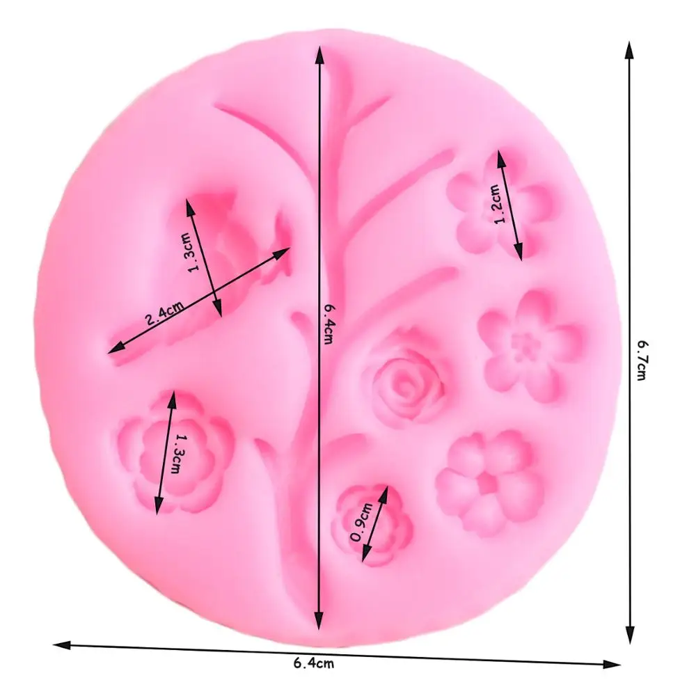 Дерево ветка цветок лист границы силиконовые формы Роза Птицы Сова Форма для шоколадных конфет детский праздничный торт с фонданом инструменты для украшения