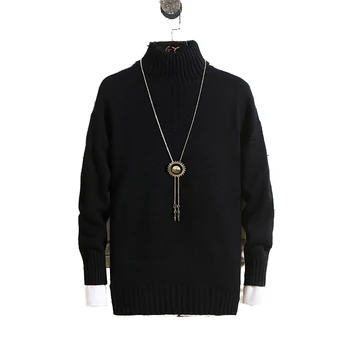

Winter Mens Sweaters 2019 Men Thick Warm Christmas Sweater Punk Style Mens Black Pullover Sweaters Male Turtleneck Sweater 3XL